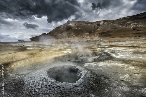 Steaming Mud Volcano in Iceland