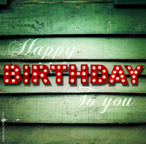 Glowing Happy Birthday on w...