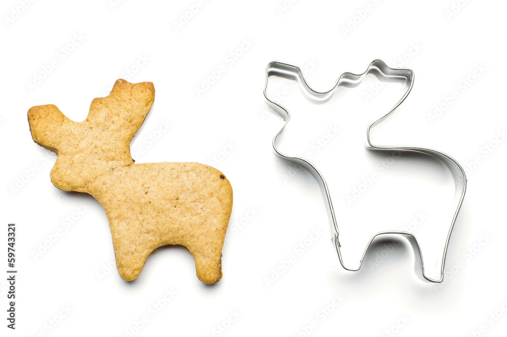 Obraz premium elk shape cookie and tin baking shape