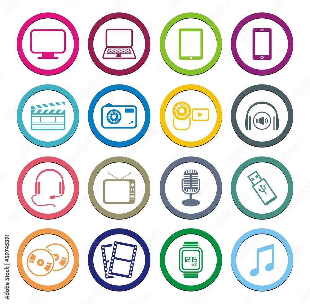 multimedia circle icon sets multimedia circle icon sets