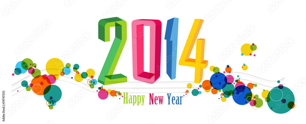 Fototapeta premium Happy New Year 2014 banner vector illustration