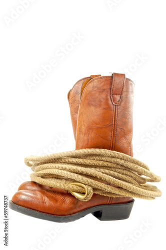 Fototapeta Naklejka Na Ścianę i Meble -  Western boots and rope
