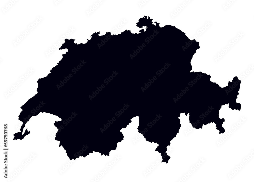 black and white map of Switzerland