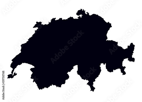 black and white map of Switzerland