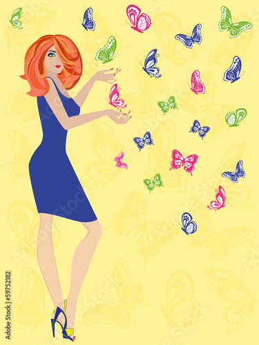 Woman with butterflies