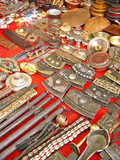 Shigatse market, brass and copper items on sale