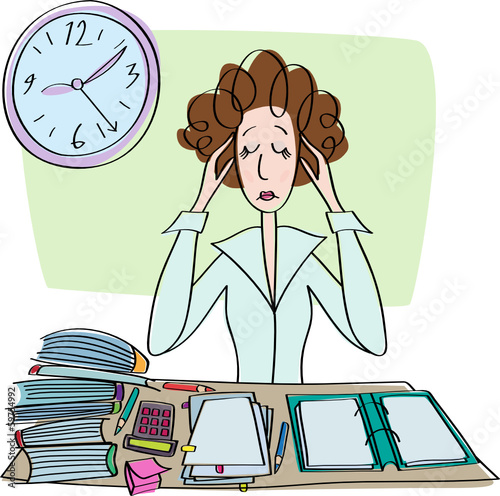 Tired Sad Woman in office