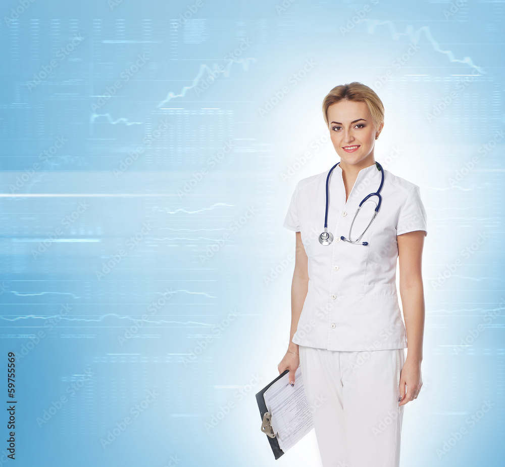 Young attractive medical worker isolated on white Young attractive medical worker isolated on white