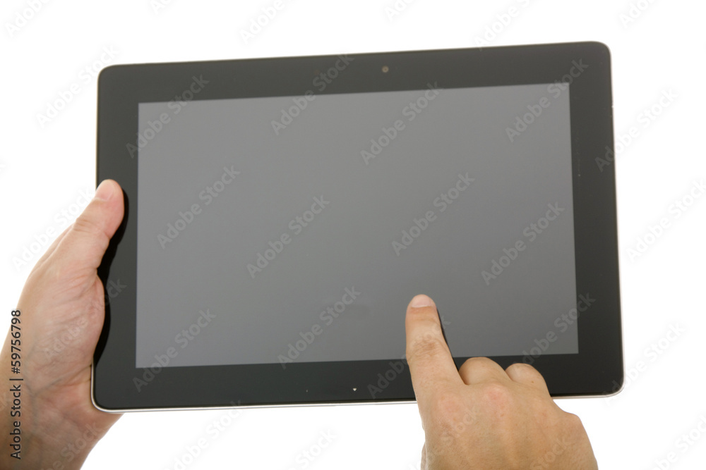 businessman using touch pad, close up shot, isolated businessman using touch pad, close up shot, isolated