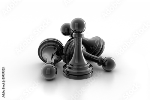 black pawn isolated on white colour