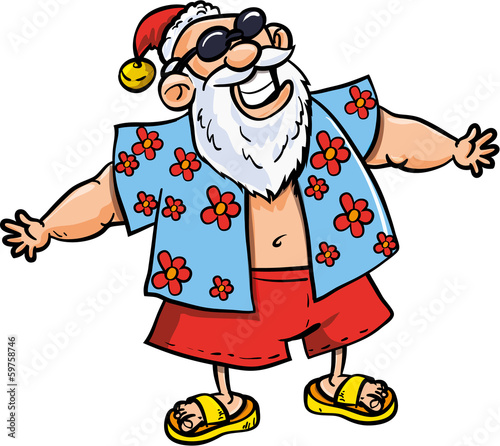 Cartoon Santa on vacation