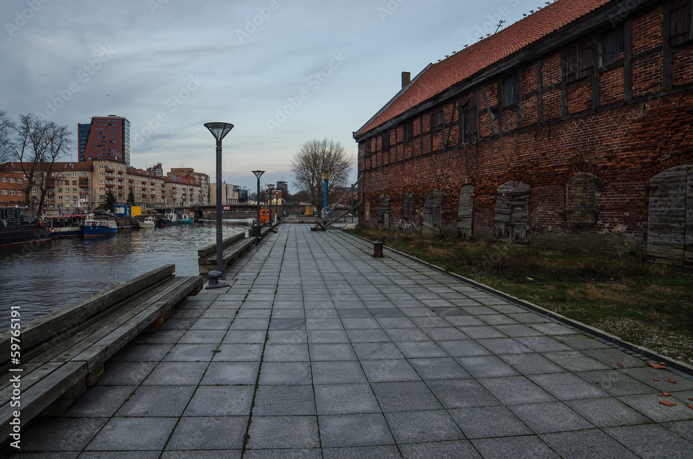 Old Town in Klaipeda (Lithuania)  in the evening