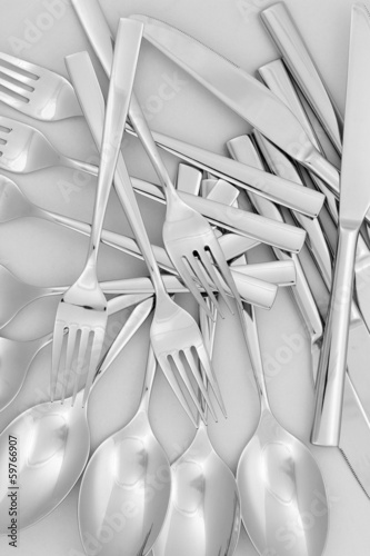 forks, knifes and spoons close-up