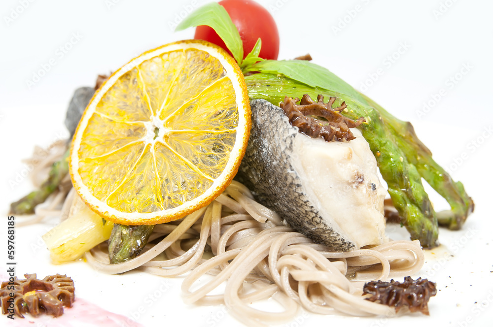baked fish with spaghetti