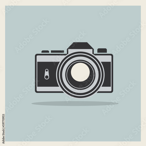 DSLR Professional Camera Icon On Retro Vintage Background