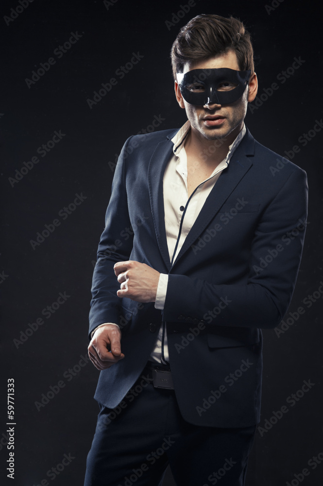 Handsome man in mask