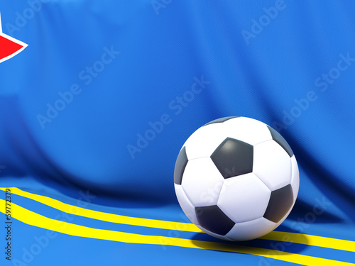 Flag of aruba with football in front of it