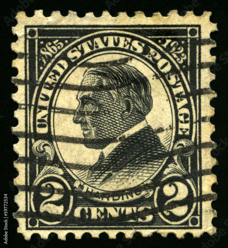 Vintage US Postage Stamp of President Harding 1923 Stock Photo