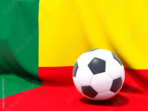Flag of benin with football in front of it
