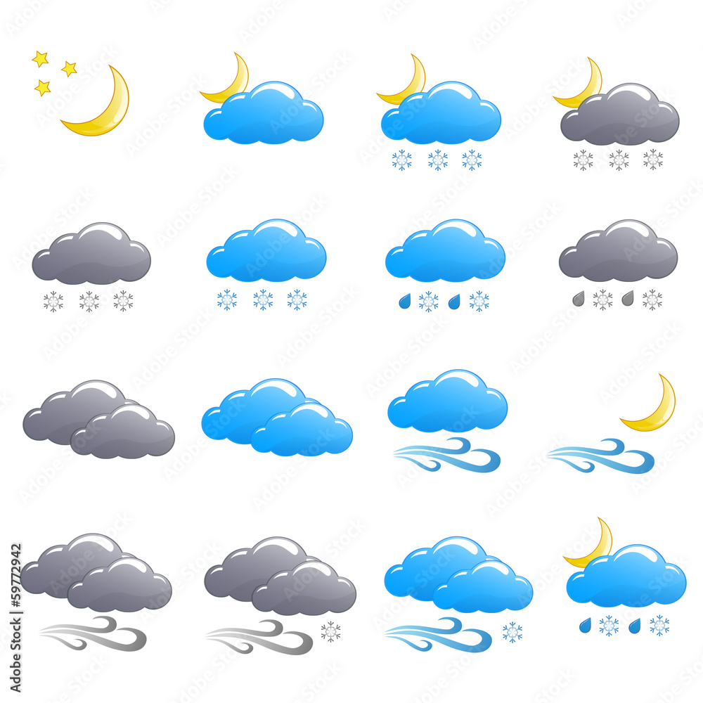 Weather icon set winter night Weather icon set winter night