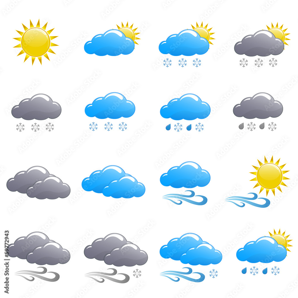 Weather icon set winter day Weather icon set winter day
