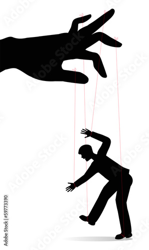 silhouette di uomo controllato come una marionetta