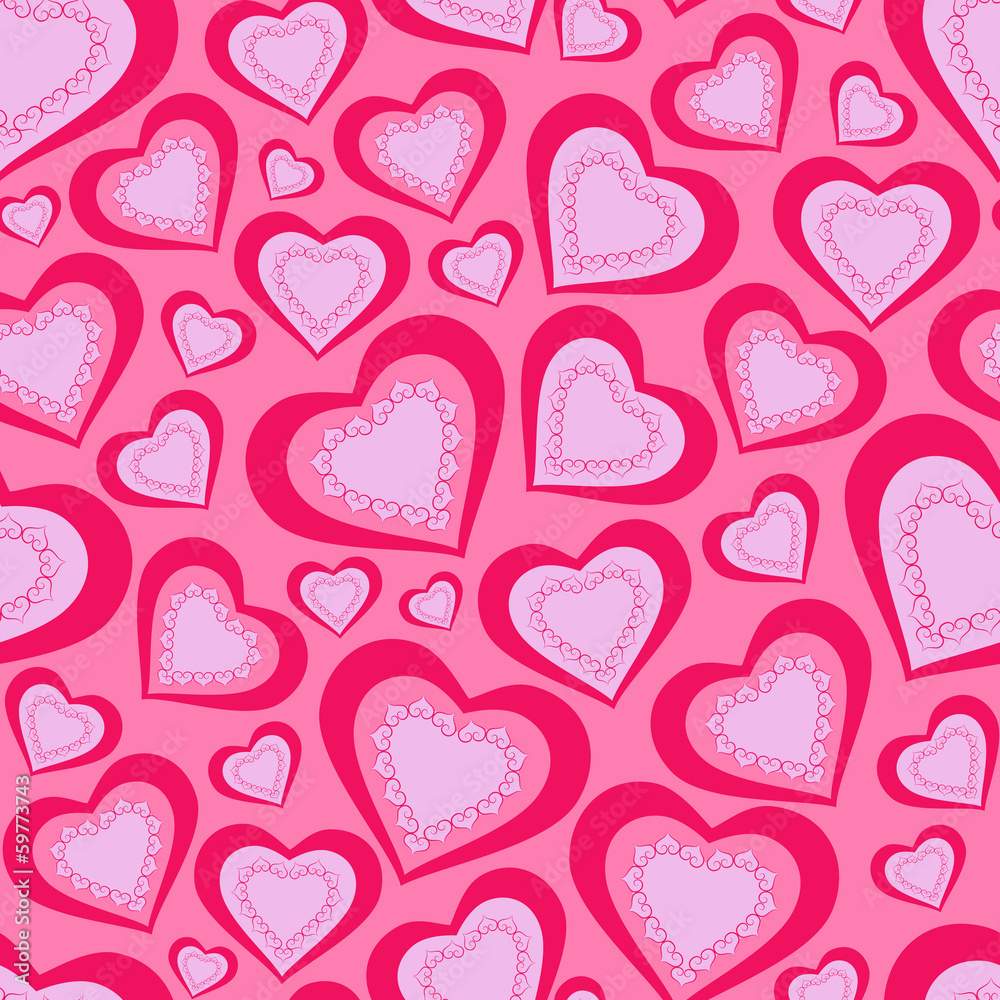 seamless pattern of pink hearts