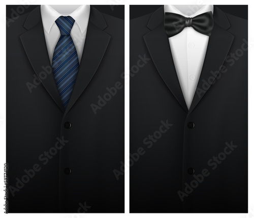 Tuxedo with bow and tie, vector background