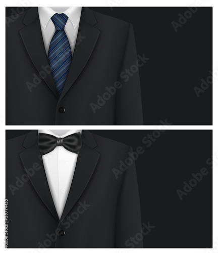 Tuxedo with bow and tie, vector background