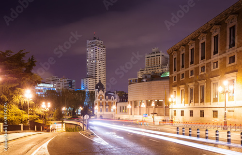 Bailen street and Spain Square in  Madrid