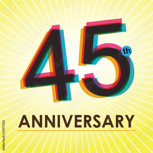 45th Anniversary poster / template design in retro style