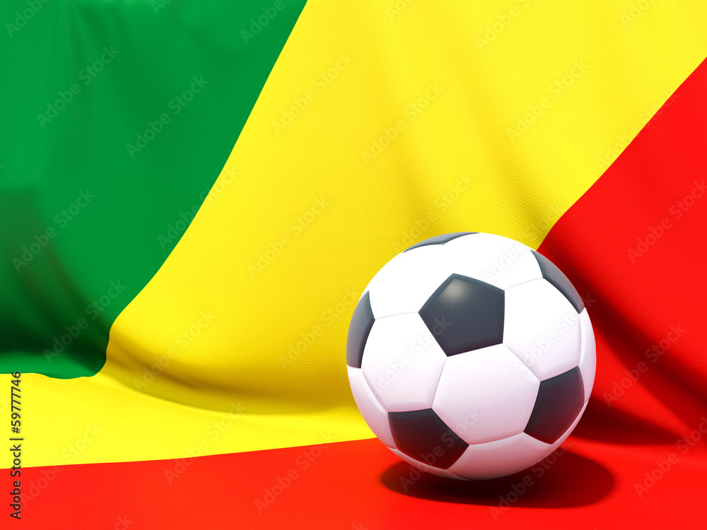 Fototapeta premium Flag of republic of the congo with football in front of it