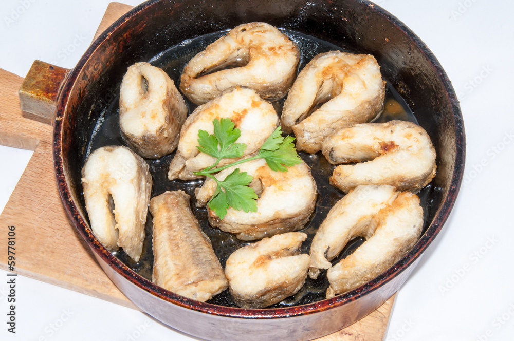Fried fish with herbs and lemon juice Fried fish with herbs and lemon juice