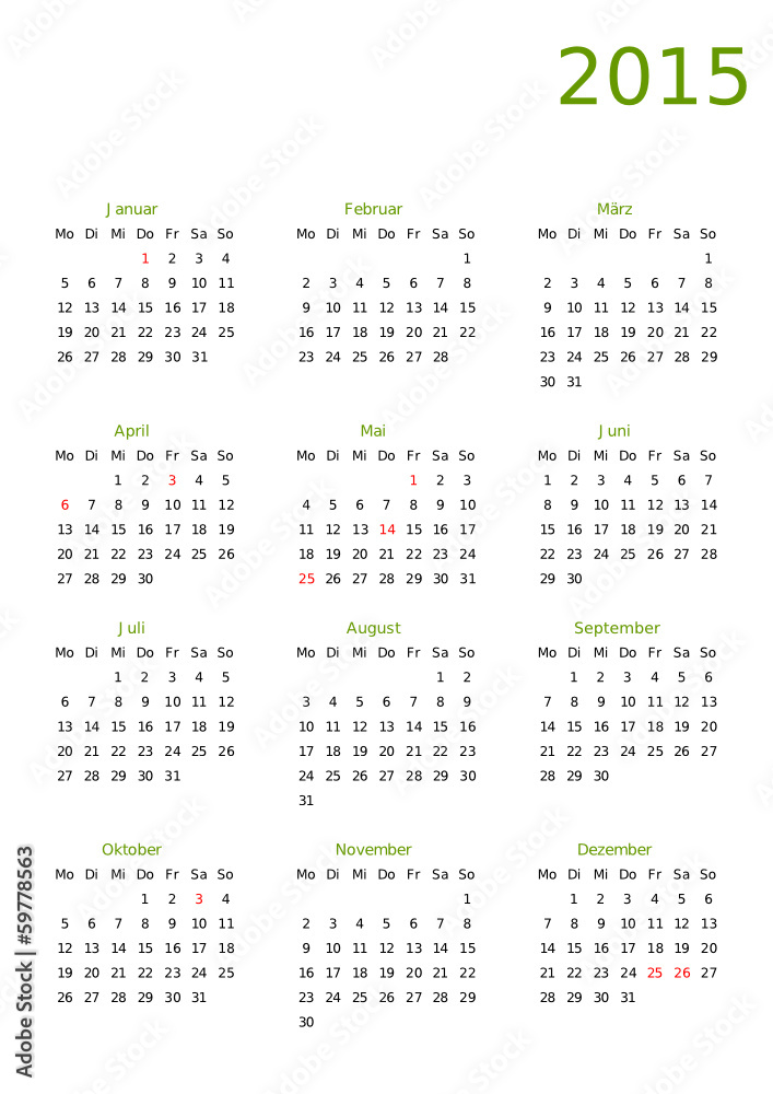 Kalender 2015 grün Kalender 2015 grün