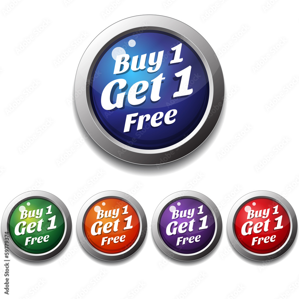 Buy 1 Get 1 Free Vector Button Icon