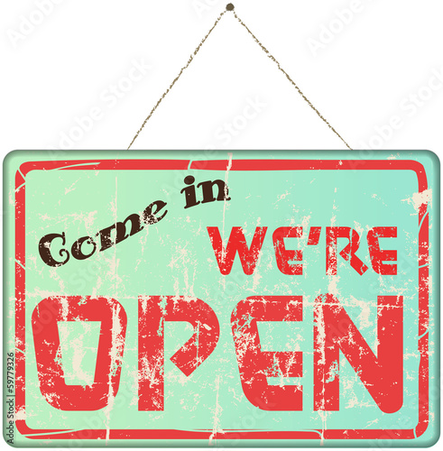 open shop sign, vector illustration