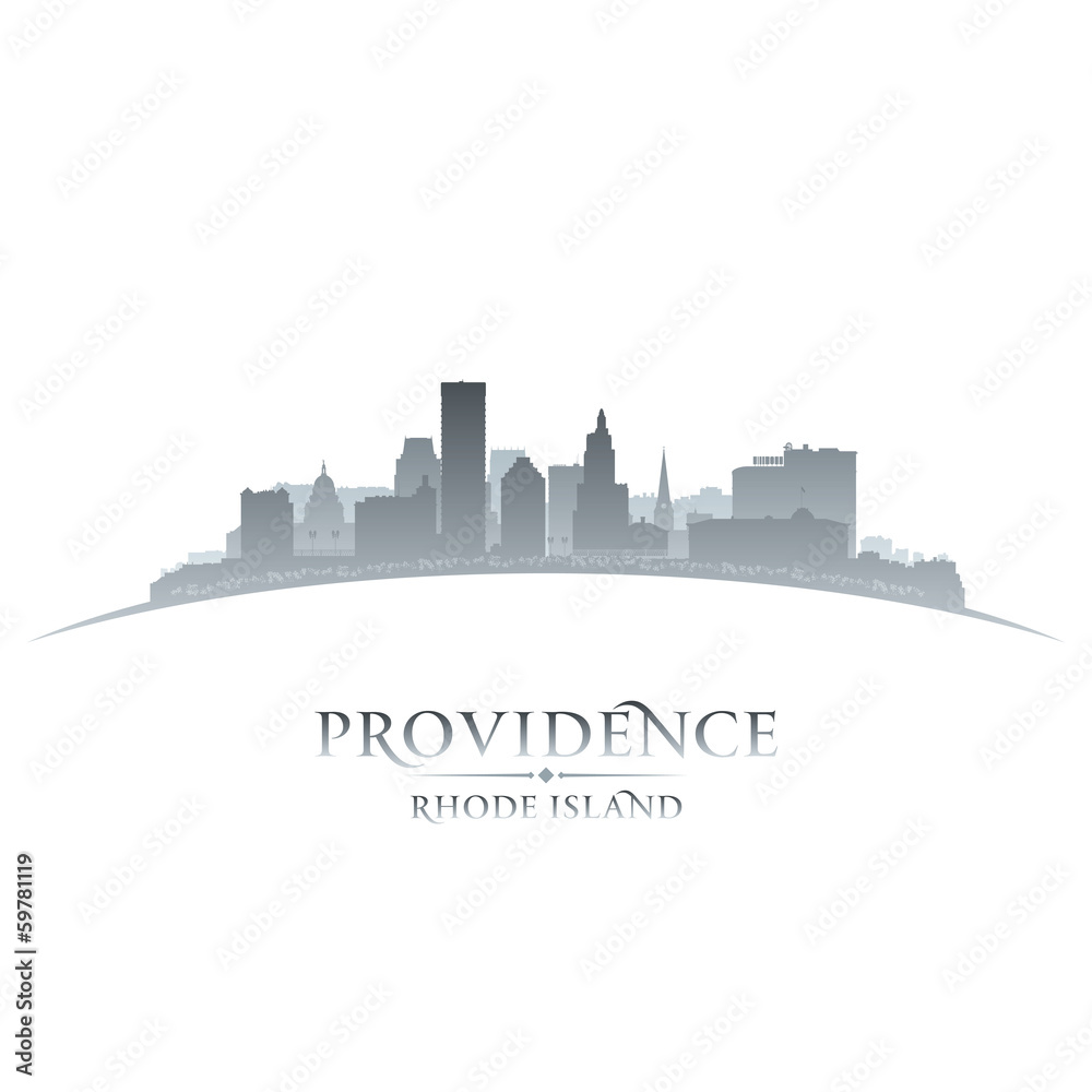 Providence Rhode Island city silhouette white background