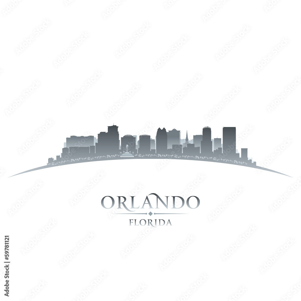 Orlando Florida city silhouette white background