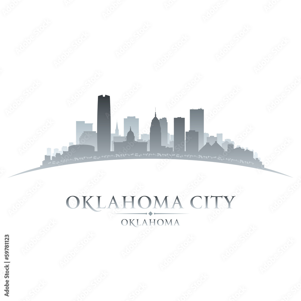 Oklahoma city silhouette white background