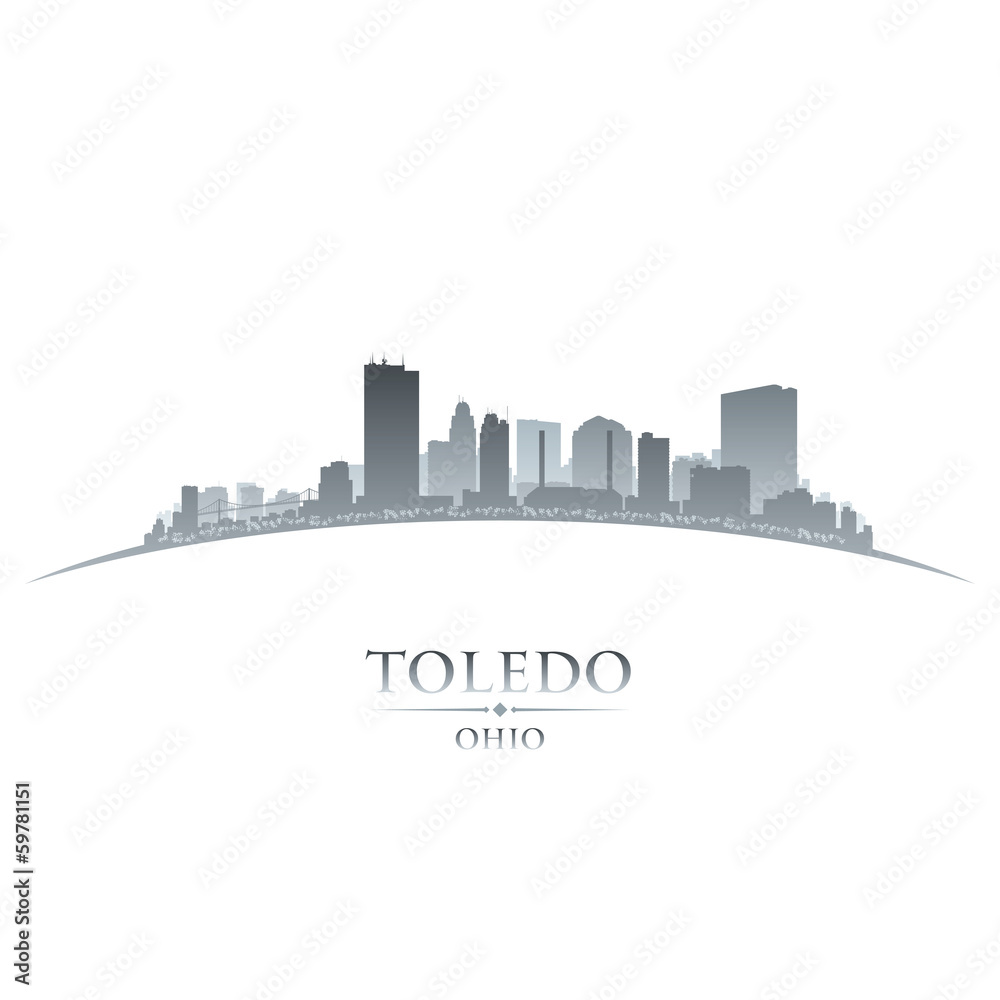 Toledo Ohio city silhouette white background