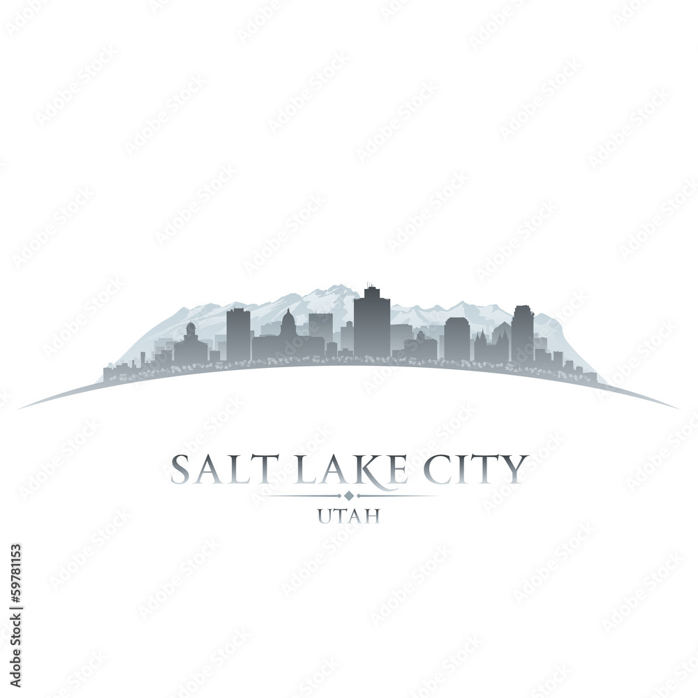 Salt Lake city Utah silhouette white background