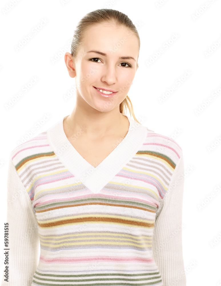 A portrait of a smiling young woman standing A portrait of a smiling young woman standing