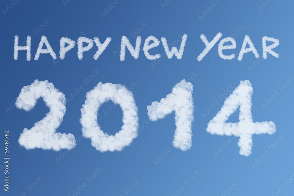Fototapeta premium Happy New Year 2014 Clouds concept