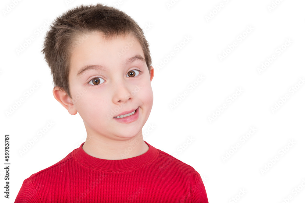 Skeptical young boy reacting in disbelief Skeptical young boy reacting in disbelief