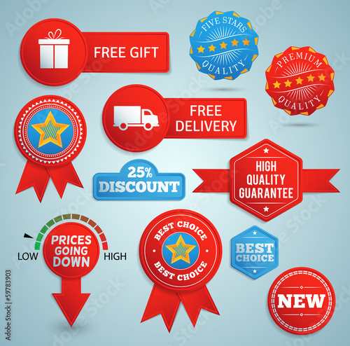 Promo elements in red and blue. EPS10.