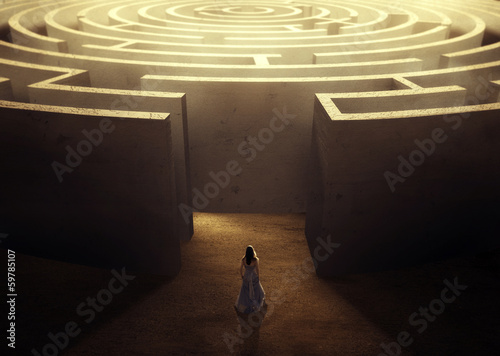 Woman and maze