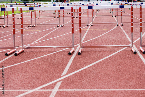 hurdles on the running track