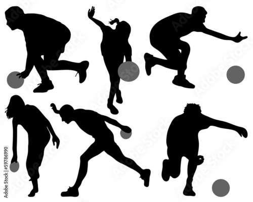 Black silhouettes of bowling, vector