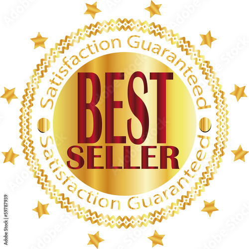 vector gold, red sign, label best seller