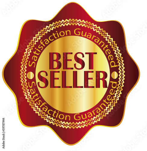 vector gold, red sign, label best seller